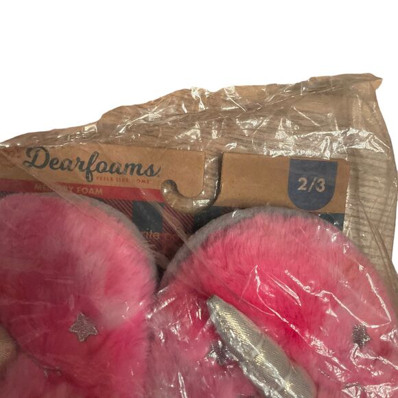 Dearfoams NWT Kids Pink Tie Dye Unicorn Slip On Slippers 2-3 - Picture 5 of 5
